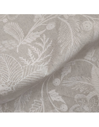 Zoom toile savoie polycoton Perceneige thème noel blanc mat - Tissus Ameublement au mètre rideaux coussins nappe déco