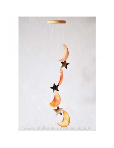 Mobile carillon agate lunes étoiles oranges 3 - livraison à domicile