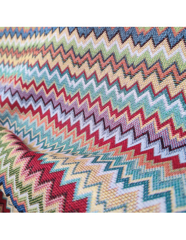 Zoom Tissu  jacquard petits chevrons multicolore laize 280cm - Tissus Ameublement au mètre - rideaux réfection fauteuil