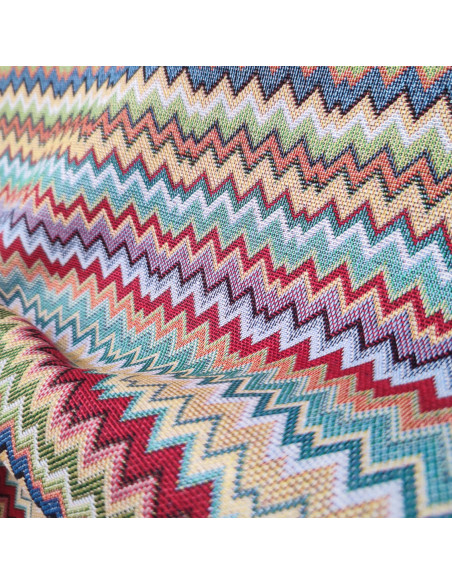 Zoom Tissu  jacquard petits chevrons multicolore laize 280cm - Tissus Ameublement au mètre - rideaux réfection fauteuil