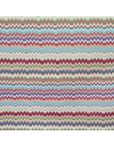 Tissu  jacquard petits chevrons multicolore grande laize 280cm - Tissus Ameublement au mètre - rideaux réfection fauteuil
