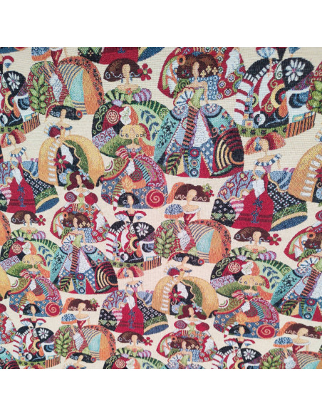 Tissu  jacquard femmes costume historique grande laize 280cm - Tissus Ameublement au mètre - rideaux réfection fauteuil