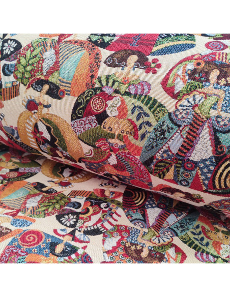 Zoom tissu  jacquard femmes costume historique laize 280cm - Tissus Ameublement au mètre - rideaux réfection fauteuil