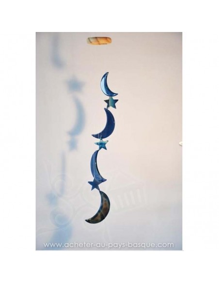 Mobile carillon agate lunes étoiles bleues - livraison à domicile