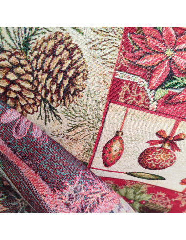 Zoom tissu  jacquard patchwork thème noel grande laize 280cm - Tissus Ameublement au mètre - rideaux réfection fauteuil