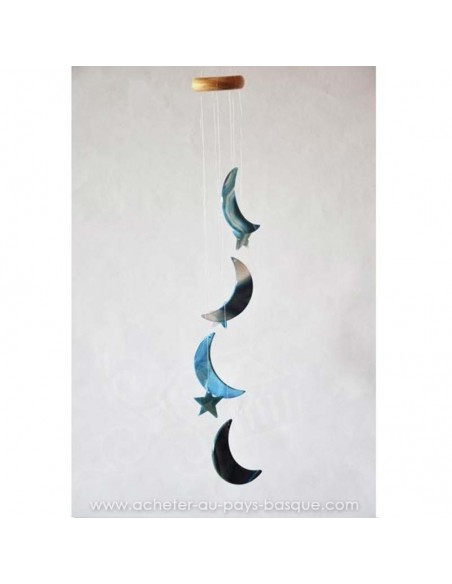Mobile carillon agate lunes étoiles bleues - livraison à domicile
