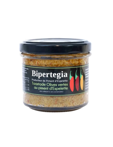Toastade olives vertes au Piment d'Espelette - Bipertegia producteur Basque - apéritif tartinable