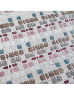 Tissu Jacquard tissé carrés velours relief rose Manuel Revert - Tissus Ameublement au mètre - rideaux réfection fauteuil 2