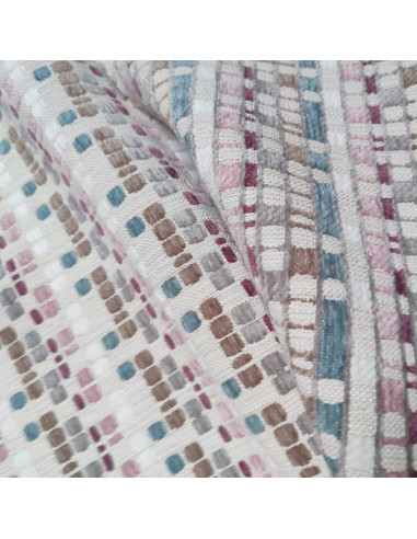 zoom Tissu Jacquard tissé velours relief rose Manuel Revert - Tissus Ameublement au mètre parfait réfection fauteuil