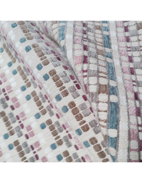 zoom Tissu Jacquard tissé velours relief rose Manuel Revert - Tissus Ameublement au mètre parfait réfection fauteuil