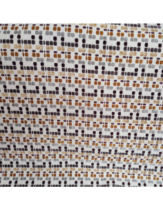 Tissu Jacquard tissé carrés velours relief marron Manuel Revert - Tissus Ameublement au mètre - rideaux réfection fauteuil