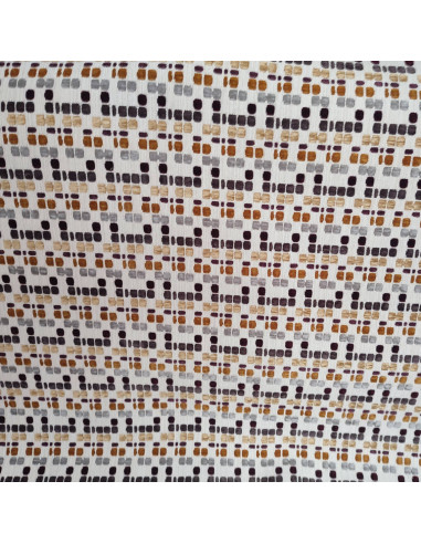 Tissu Jacquard tissé carrés velours relief marron Manuel Revert - Tissus Ameublement au mètre - rideaux réfection fauteuil