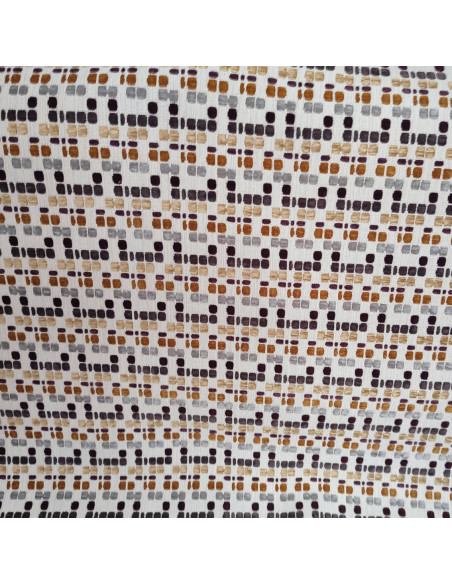 Tissu Jacquard tissé carrés velours relief marron Manuel Revert - Tissus Ameublement au mètre - rideaux réfection fauteuil