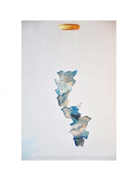 Mobile carillon agate oiseaux vol bleus - livraison à domicile