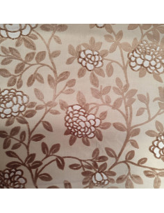 Tissu Jacquard motifs grosses fleurs velours en relief beiges - Tissus Ameublement au mètre - rideaux sur mesure coussin déco