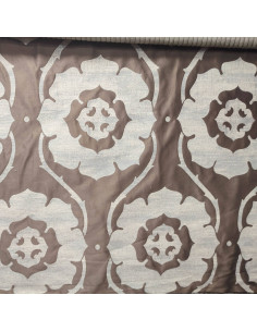 Tissu Jacquard motifs grosses fleurs beiges marrons - Tissus Ameublement au mètre - rideaux sur mesure coussin déco