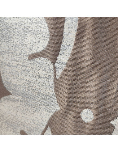 Zoom tissu Jacquard polyester fleur beige marron - Tissus Ameublement au mètre - rideaux sur mesure coussins déco