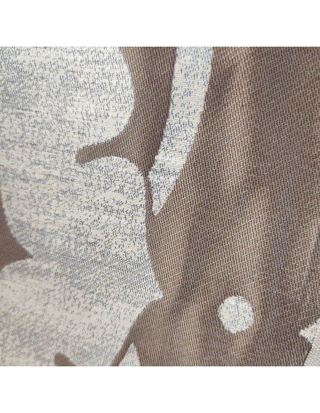Zoom tissu Jacquard polyester fleur beige marron - Tissus Ameublement au mètre - rideaux sur mesure coussins déco