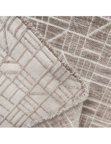 zoom Tissu Jacquard motif géométrique relief beige crème - Tissus Ameublement au mètre - rideaux sur mesure coussins déco