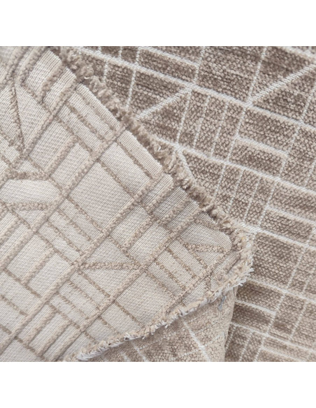 zoom Tissu Jacquard motif géométrique relief beige crème - Tissus Ameublement au mètre - rideaux sur mesure coussins déco