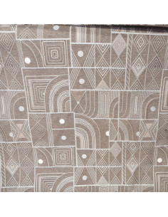 Tissu Jacquard patchwork motifs géométriques beige crème - Tissus Ameublement au mètre - rideaux sur mesure coussin déco