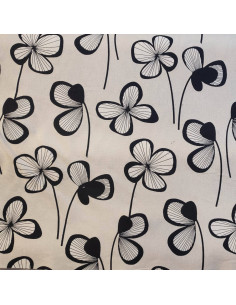 Tissu toile coton savoie motif fleurs noires Stof SUERTE - tissus ameublement au mètre - coussin rideaux nappe
