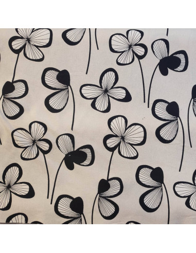Tissu toile coton savoie motif fleurs noires Stof SUERTE - tissus ameublement au mètre - coussin rideaux nappe