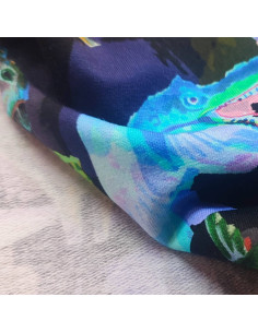 Tissu Jersey sweat léger noir dinosaure digital by POPPY - Tissus habillement au mètre - vetement couturiere - Dock Biarritz 2