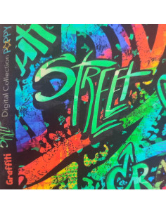 Tissu Jersey coton Street Art graffitis vert oeko-tex POPPY - Tissus habillement enfant au mètre - vetement couturiere 2