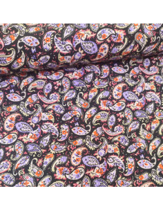 Tissu Jersey viscose paisley motif cachemire fond noir - Tissus habillement vente en ligne - vetement couturiere 2