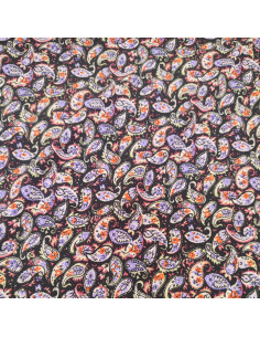Tissu Jersey viscose paisley motif cachemire fond noir - Tissus habillement vente en ligne - vetement couturiere