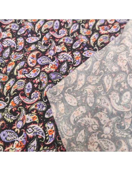 Zoom Tissu Jersey viscose paisley cachemire noir - Tissus habillement au mètre vente en ligne - couturiere Biarritz