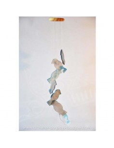 Mobile carillon agate oiseaux gris bleus - livraison à domicile