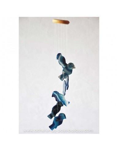 Mobile carillon agate oiseaux gris bleus - livraison à domicile