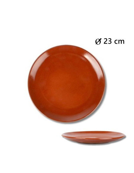 Assiette Céramique couleur naturelle marron en Terre cuite Ø23cm - vaisselle traditionnelle - cuisson
