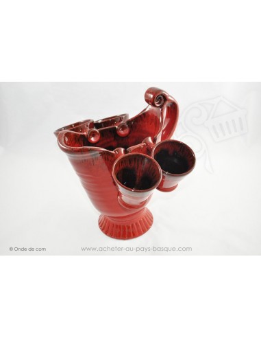 Service Carafe et ses 4 verres rouge - Terre Cuite de Jean de la Terre - Service Apéritif Sangria Punch - Ekibidea Cambo les Bai