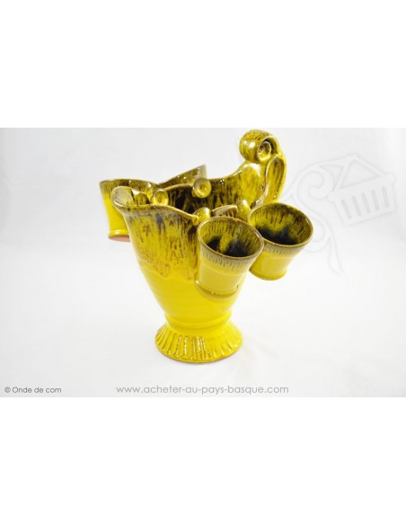 Service Carafe et ses 4 verres jaune - Terre Cuite de Jean de la Terre - Service Apéritif Sangria Punch - Ekibidea Cambo les Bai