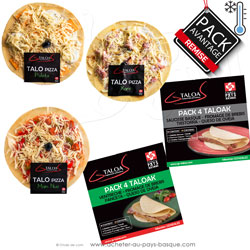pack avantage frais talo pizza, taloak ventrèche, et tola txistorra